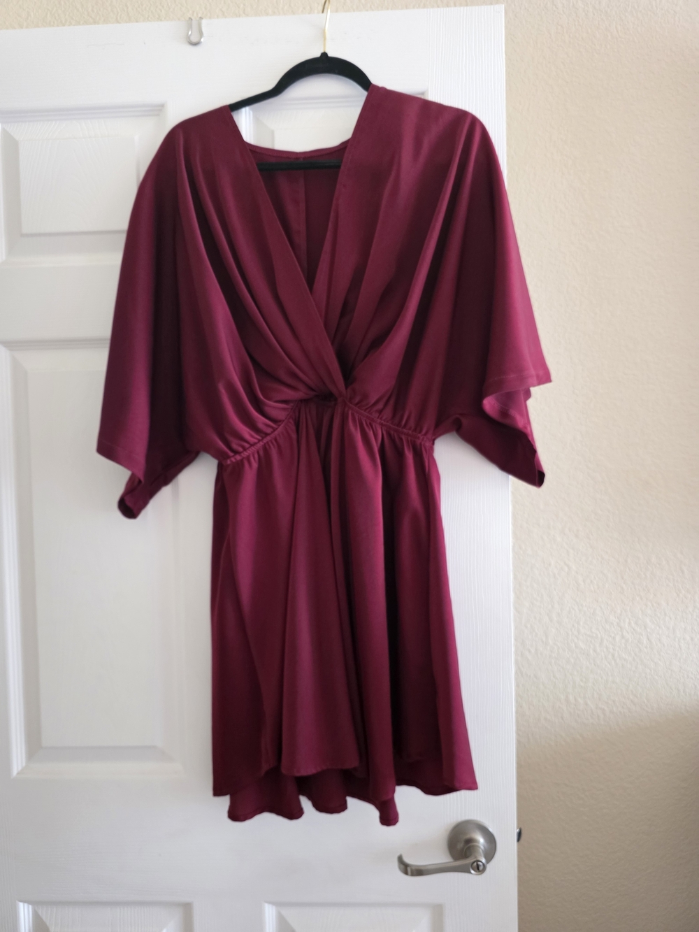 Burgundy Twist-Front Mini Dress